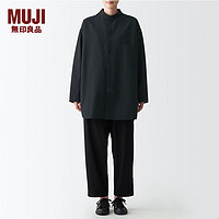 无印良品（MUJI） Labo 男女通用 粗棉线水洗牛津 中长衬衫 长袖百搭纯棉全棉 黑色 S-M 170/88A