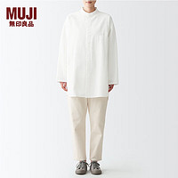 无印良品（MUJI） Labo 男女通用 粗棉线水洗牛津 中长衬衫 长袖百搭纯棉全棉 米白色 XXS-XS 160/80A