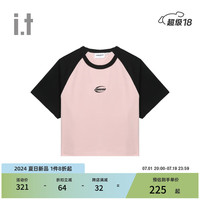 :CHOCOOLATEit 女装插肩袖拼色T恤2024夏季简约时尚半袖1875X BKX/黑色 XS