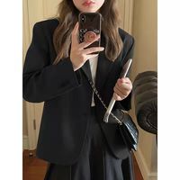 EPET春秋小西装外套女休闲百搭英伦风灰色短款ins西服小个子上衣