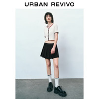 URBAN REVIVO 女士学院风绞花肌理感短袖针织开衫 UWU940180