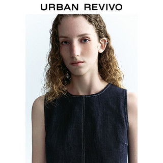 URBAN REVIVO 女士复古摩登撞色明线拉链牛仔衬衫 UWU840097