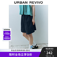 UR【水果系列】2024夏季女装都市休闲翻折短裤UWU640047 藏青 L(XL-XXL)