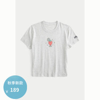 HOLLISTER【草莓音乐节】24秋辣妹图案短袖T恤 女 KI357-4009 灰色 M (165/92A)