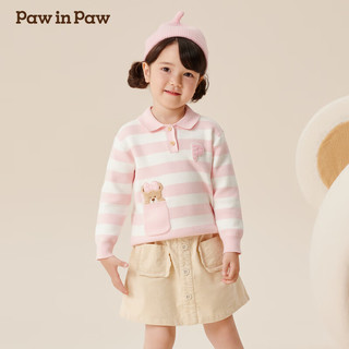 PawinPaw卡通小熊童装2024年秋冬新款男女宝翻领毛衣舒适软糯 Grey灰色/15 90cm