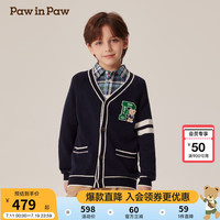 PawinPaw卡通小熊童装2024年秋冬男童毛织开衫 Navy藏青色/59 150cm