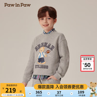 PawinPaw卡通小熊童装2024年秋冬男女童印花圆领卫衣时尚简单 Ivory象牙色/39 110cm