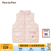 PawinPaw卡通小熊童装2024年秋冬男女童梭织马甲防风保暖舒适 Pink粉红色/25 90cm