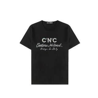 C'N'C【轻奢男装】CNC男装24春夏短袖T恤男品牌个性logo打底衫 黑色 52（180/96A）