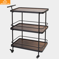 AOMEIJIA 澳美佳 手推餐车商用餐厅移动酒店家用轮子火锅店小推车收餐车 黑色