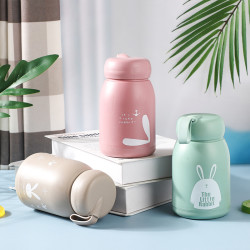 绿盒子 330ml可爱萌兔水杯创意礼品杯便携随身杯时尚玻璃杯学生水杯 2个-随机色