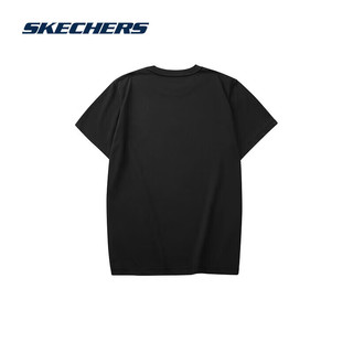 斯凯奇（Skechers）夏季男女同款缤纷休闲系列透气半袖针织短袖T恤 碳黑2/0018 L