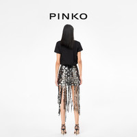 PINKO  2024夏季流苏亮片绑带迷你半身裙103445A1U8