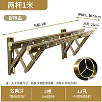 雪束 阳台折叠晾衣架户外伸缩晒衣架家用推拉式窗外室外晒被凉衣杆 香槟色(自行安装) 3.5洣(二杆)加筋(物流带到楼下)