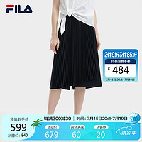 FILA 斐乐女士梭织裙2024时尚不规则拼接褶皱半身裙 170/70A/L