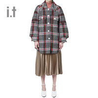 it b+ab女装夹克棉服外套冬季休闲时尚粗毛呢格纹1125ID
