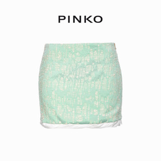 PINKO 2024夏季花包边下摆短款半身裙103301A1NJ