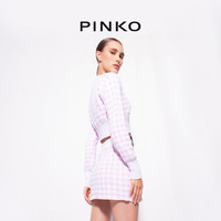 PINKO 小香风粉色千鸟格纹包臀半身裙100966A0SK
