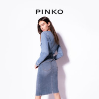 PINKO 牛仔复古开衩中长包臀半身裙100223A0FS
