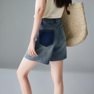 全棉牛仔潮流短裤女2024夏百搭四分A字裤子女