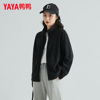 鸭鸭（YAYA）摇粒绒外套男女春秋季同款抓绒百搭户外休闲纯色上衣抓绒衣开衫K 宝蓝色（女款） XXL