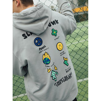 太平鸟男装 连帽卫衣休闲时尚流舒适潮牌港版印花运动宽松套头衫