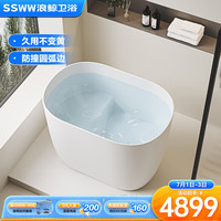 浪鲸(SSWW)卫浴浴缸小户型人造石独立深泡浴缸椭圆防磕碰家用卫生间易洁耐磨 【空缸】1.2m