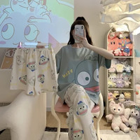 婧麒月子服夏季时尚三件套睡衣产前产后空调服家居套装 小丑鱼Jyz160765 2码