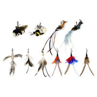 田田猫羽毛小动物逗猫棒替换头猫咪用品猫玩具套装10个装 羽毛替换装E