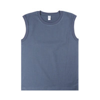 俏佳人男士纯棉背心 重磅宽肩无袖坎肩可外穿透气宽松款上衣 雾霾蓝 L L(140-160斤)