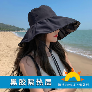 朗琦威尊黑胶防晒帽子女夏季遮脸遮阳帽户外太阳帽百搭显脸小遮阳渔夫帽春 奶昔米白 均码