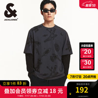 杰克·琼斯(JACK&JONES)100%纯棉长袖T恤男柔软舒适挺阔百搭潮时尚满印假两件圆领上衣 C18 尘埃粉 1