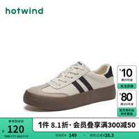 热风 hotwind春季男士时尚百搭德训鞋百搭舒适男鞋潮流休闲板鞋 88米黑 38(偏大半码)