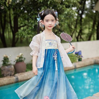 十三余童装国风汉服女童夏季连衣裙 古风超仙裙装儿童衣服 120