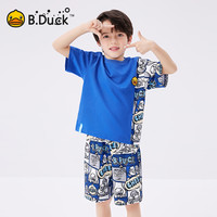B.Duck【套装】小黄鸭童装男童套装短袖2024夏季儿童运动2件套 宝蓝 150cm