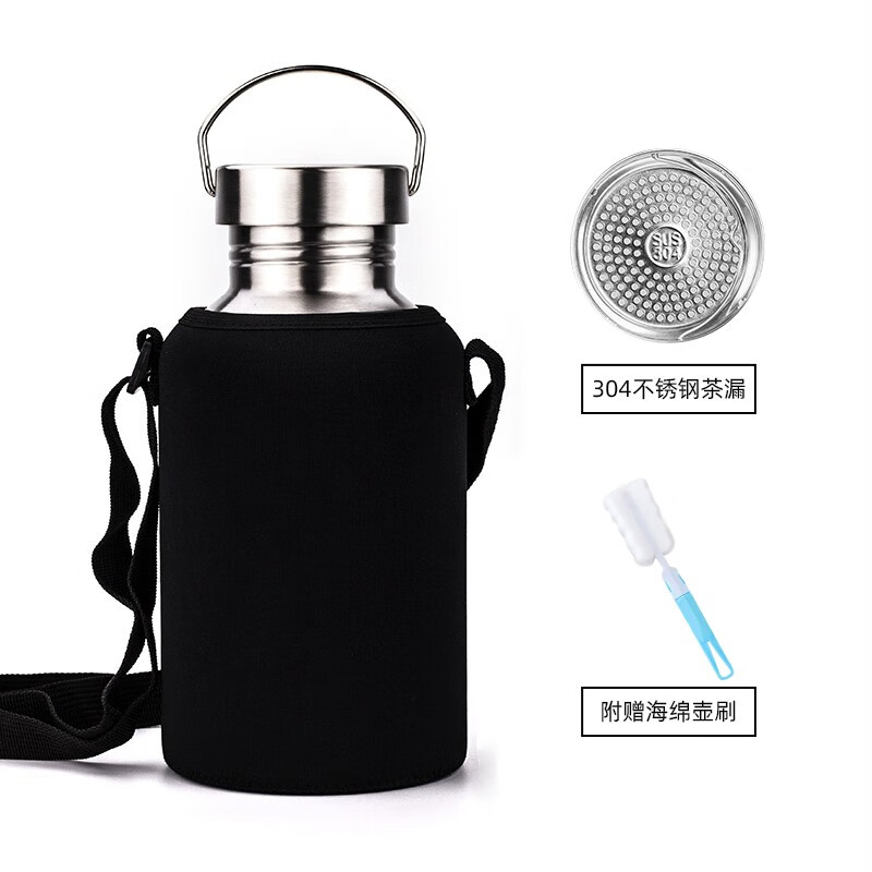 冰果304不锈钢单层水杯水壶大容量户外露营装备用品2000ml茶壶 BG单层2000ml+茶漏+壶套+壶刷