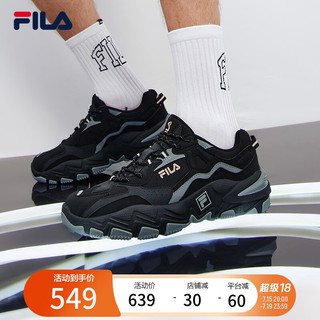 FILA 斐乐掠夺者跑步鞋春夏撞色男款休闲运动鞋 黑/中灰-BM 40