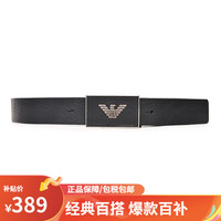 阿玛尼 EMPORIO ARMANI（ARMANI）皮带休闲商务做旧款鹰标腰带男牛皮革材质 黑色 90