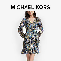 MICHAEL KORS 女士碎花 V 领荷叶边饰连衣裙