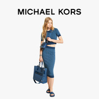 MICHAEL KORS 女士菱形花露脐针织短袖