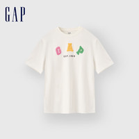 Gap 盖璞 女士彩色刺绣logo短袖T恤可爱简约百搭上衣 613288 白色 XS