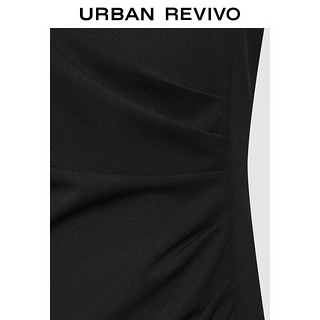 URBAN REVIVO 女士轻法式气质通勤褶皱收腰连衣裙 UWM740010