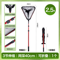 钓哈哈(Diaohaha)抄网套装可伸缩铝合金捞鱼网兜钓鱼网可折叠网头便携抄鱼网渔具 2.5m 红色