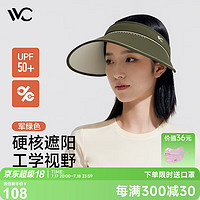 VVC成毅同款防晒帽女遮阳帽防紫外线夏季户外空顶大檐帽子 军绿色