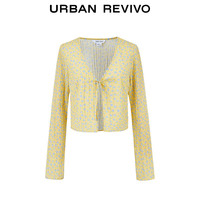 URBAN REVIVO 女士田园风碎花系带长袖开襟衬衫 UYY240013 黄色印花 XS
