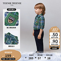 Teenie Weenie Kids小熊童装24秋男宝宝全棉经典格纹刺绣衬衫 绿色 100cm