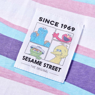 SESAME STREET男童夏季短袖polo衫女童装夏装儿童短袖中大童休闲凉感上衣 ZT23221白+紫 100cm