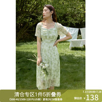 独束大码女装【长短双版】浪漫法式碎花连衣裙夏印花清新裙子 清新薄荷-长款 3