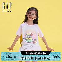 GAP【小黄人联名】女童2024夏季新款印花短袖T恤儿童装上衣545514 淡粉色 90cm(1-2岁) 亚洲尺码