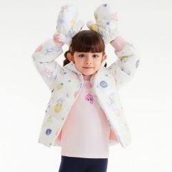 bosideng波司登儿童羽绒服冬季宝宝羽绒服短款o型印花羽绒服小手套可